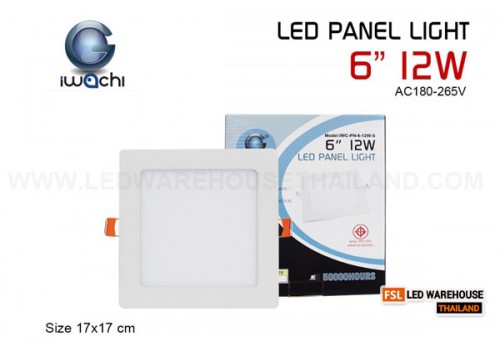 โคมฝังฝ้า 6"12W ทรงเหลี่ยม IWC-PANAL-6-12W-S แสงขาวและแสงวอร์มไวท์